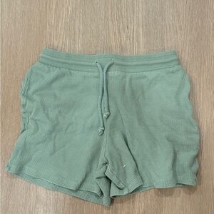 Women's Green Ribbed Shorts